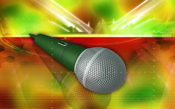 Digital illustration of microphone in colour background