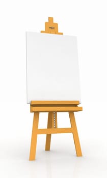 Wooden easel with blank canvas 01