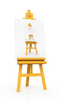 Wooden easel with painted wooden easel 01