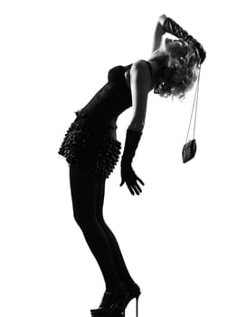 stylish silhouette caucasian beautiful woman sexy  attitude behavior clothes full length on studio isolated white background