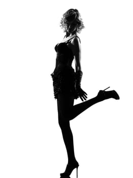 stylish silhouette caucasian beautiful woman sexy  attitude behavior clothes full length on studio isolated white background