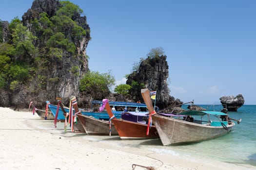 Boat from Thailand,on an island near Krabi on the beach