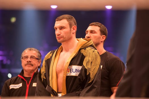 19 March 2011 in Cologne, Gemany. Vitali Klitschko fights against Odlanier Solis. Vitali Klitschko knocked out Odlanier Solis in the first round to retain his WBC heavyweight title.