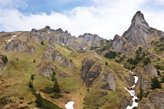 tops of mountains and sky with clouds, Ciucas mountains, Romania