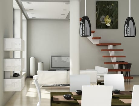 Modern interior (3D render) - Living room