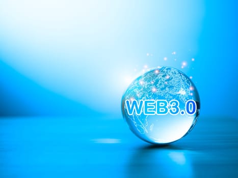 Web 3.0 concept with businessman in suit on gradient background. Technology and web concept 3.0. Technology global network. website internet development.