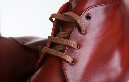 Orange red leather shoes men women unisex beauty fashion style isolated on white background laces store stylish clothes