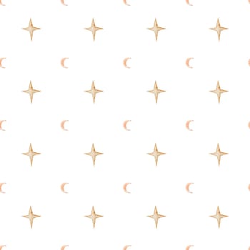 seamless pattern watercolor drawing month, stars, moon. for delicate children's fabrics and printing. enjoy. High quality illustration