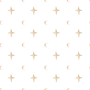 seamless pattern watercolor drawing month, stars, moon. for delicate children's fabrics and printing. enjoy. High quality illustration