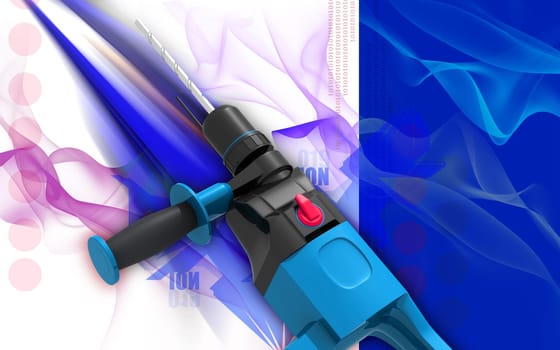 Digital illustration of hammer drill in colour background