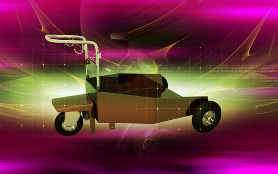 Digital illustration of heavy duty trolley in colour background
