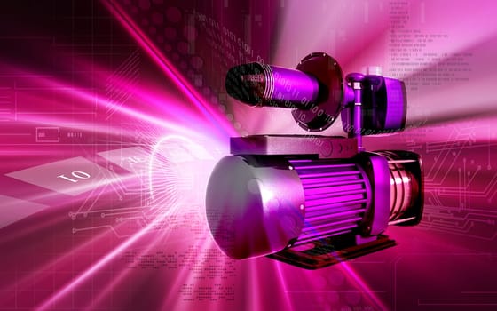Digital illustration of pressure pump in colour background