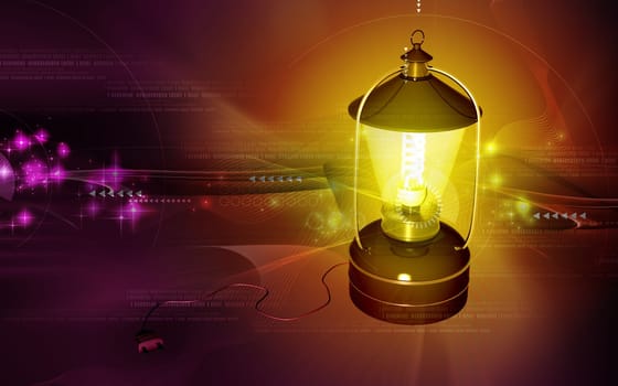 Digital illustration of a Rechargeable floured lantern in colour background