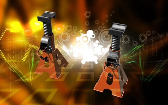 Digital illustration of Car lift in colour background