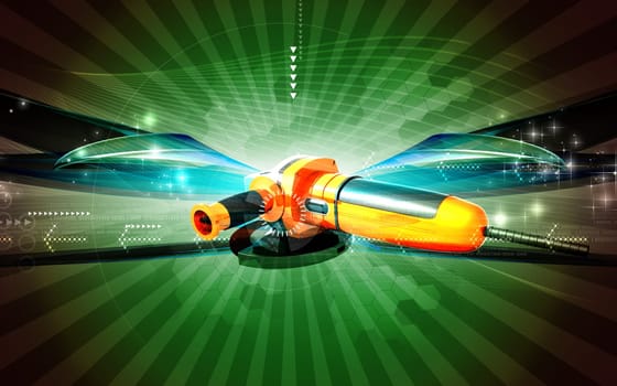 Digital illustration of angle grinder in colour background