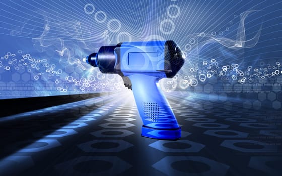 Digital illustration of impact wrench in colour background