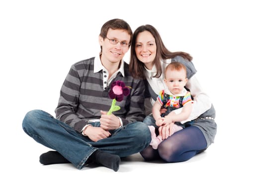 Shot of happy family isolated on white