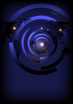 Abstract Background - Map of World on Dark Blue Background With Copyspace