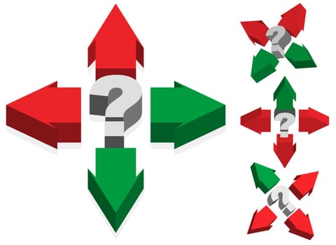 Question Mark and Red and Green Arrows - Finding Right Way