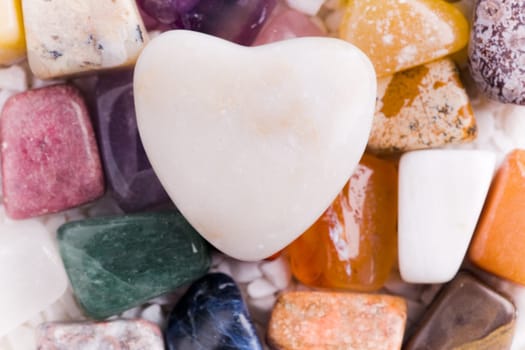 Heart with various natural stones in beautiful colors