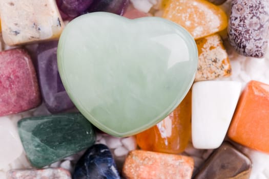 Heart with various natural stones in beautiful colors