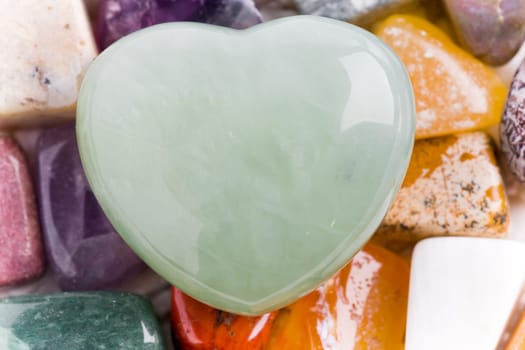 Heart with various natural stones in beautiful colors