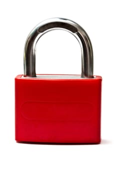 Red padlock on white background