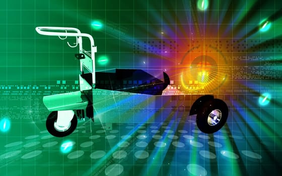 Digital illustration of heavy duty trolley in colour background