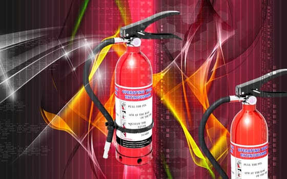 Digital illustration of fire extinguisher in colour background