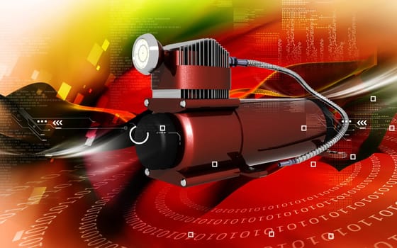 Digital illustration of air compressor in colour background