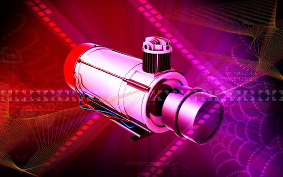 Digital illustration of air compressor in colour background