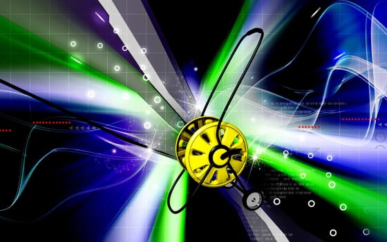 Digital illustration of hose reel trolley in colour background