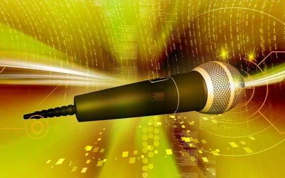 Digital illustration of microphone in colour background