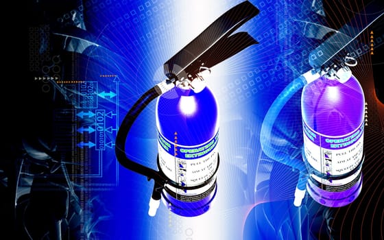 Digital illustration of fire extinguisher in colour background