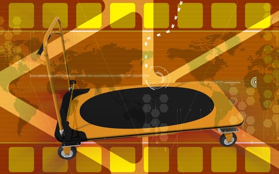 Digital illustration of Platform trolley in colour background