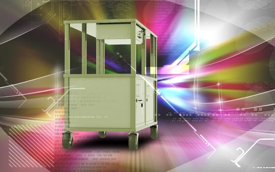 Digital illustration of cabinet in colour background