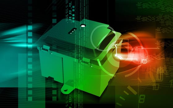 Digital illustration of a Battery box in colour background