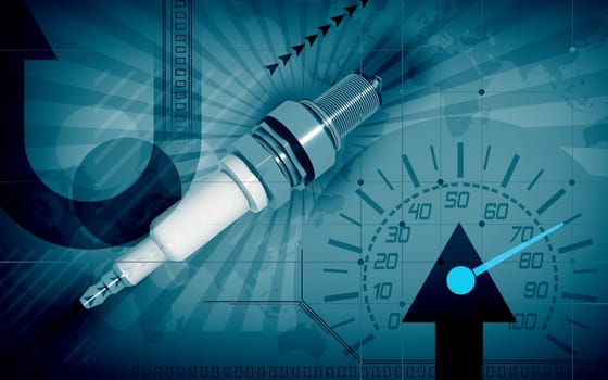 Digital illustration of Spark plug in colour background