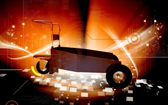 Digital illustration of heavy duty trolley in colour background