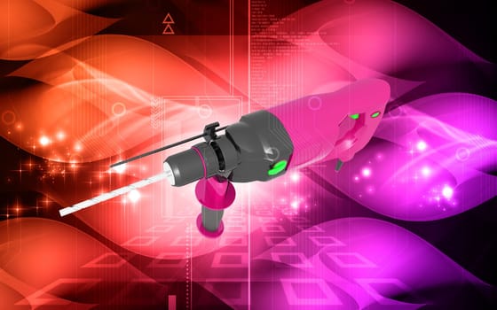 Digital illustration of hammer drill in colour background