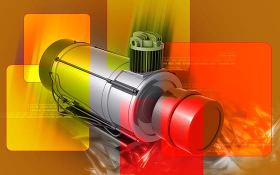 Digital illustration of air compressor in colour background