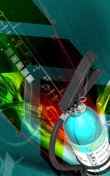 Digital illustration of fire extinguisher in colour background