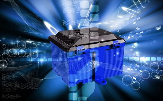 Digital illustration of a Battery box in colour background