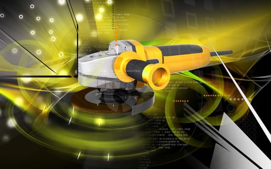 Digital illustration of angle grinder in colour background
