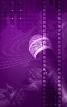 Digital illustration of microphone in colour background