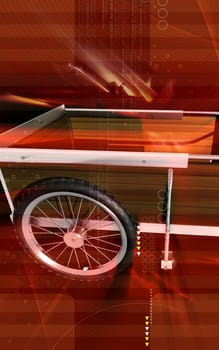 Digital illustration of garden cart in colour background