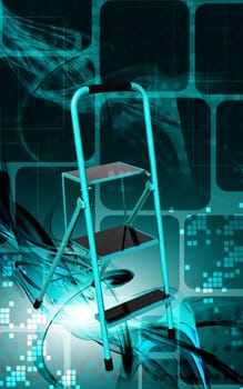 Digital illustration of ladder in colour background