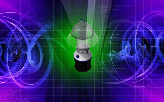Digital illustration of a Rechargeable floured lantern in colour background