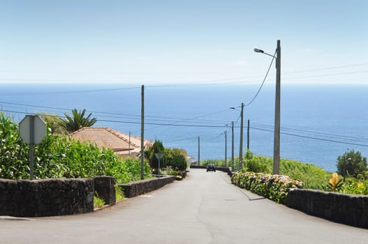 Country road in Pico island, Azores