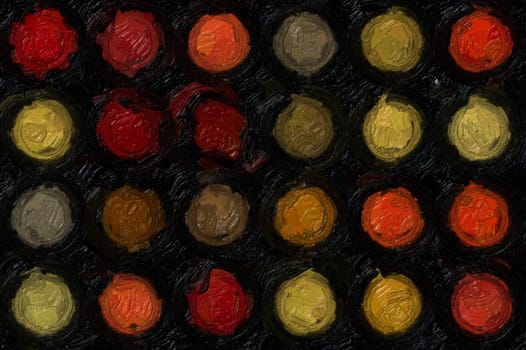 Abstract circles pattern illustration. Rough oil paint texture.